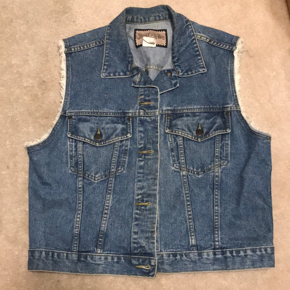 Vintage jeans denim vest by Streetwear 12 fringe